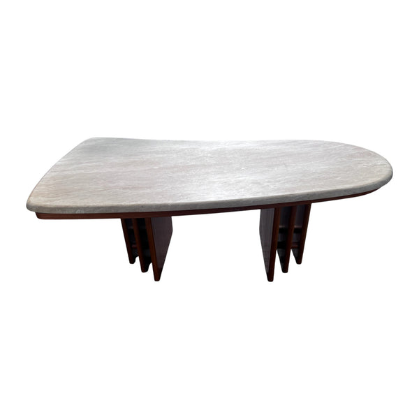 Mid-Century Danish Modern Teak & Travertine Coffee by Marmorhuset