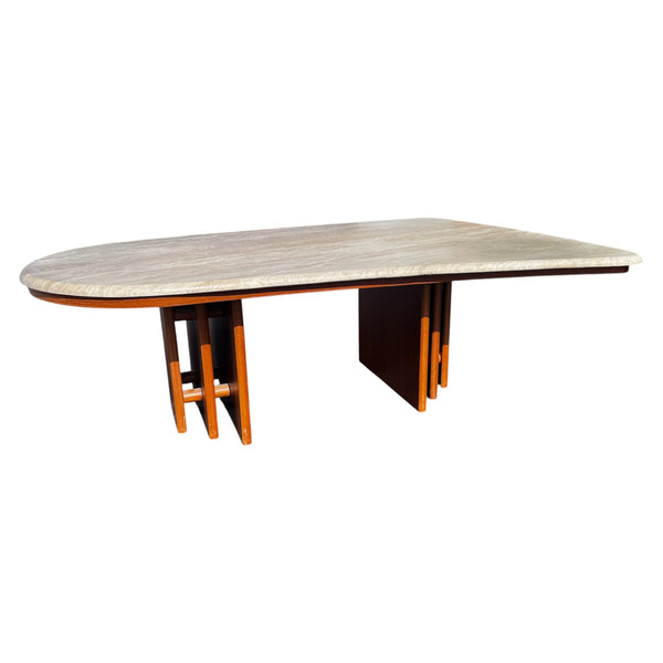 Mid-Century Danish Modern Teak & Travertine Coffee by Marmorhuset