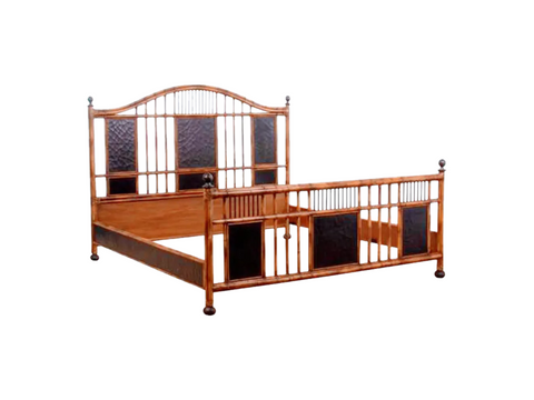 Milling Road for Baker Furniture Queen Size Bamboo Black Paneled Bed