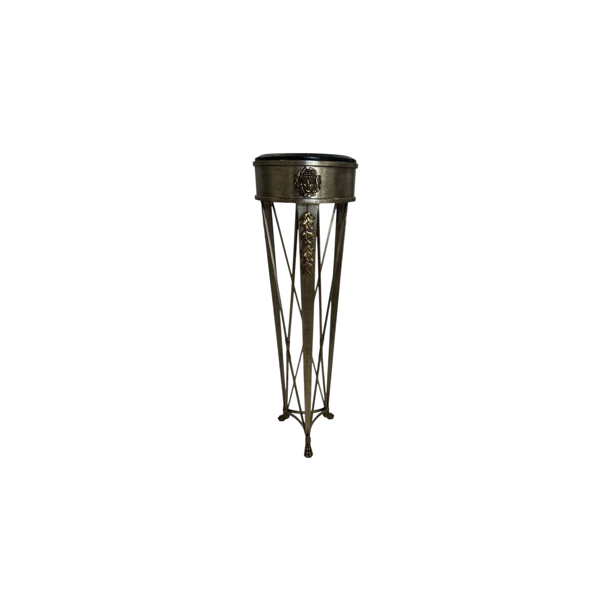 Maitland Smith French Directoire Style Silver Leaf and Bronze Tall Pedestal