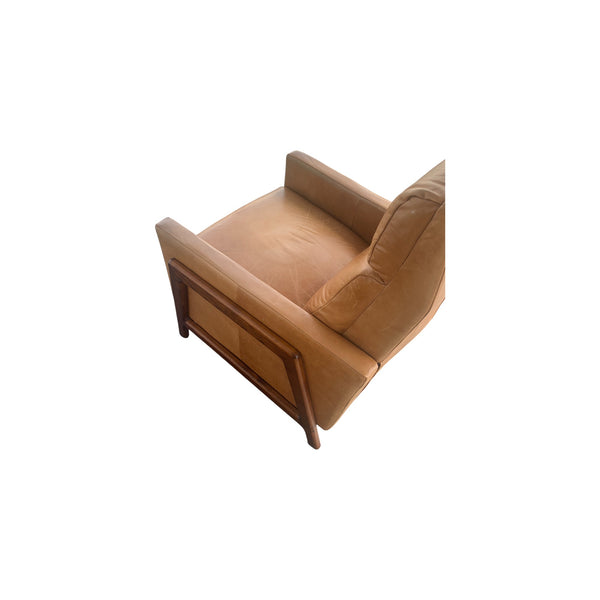 West Elm Spencer Wood-framed Leather recliner MCM style