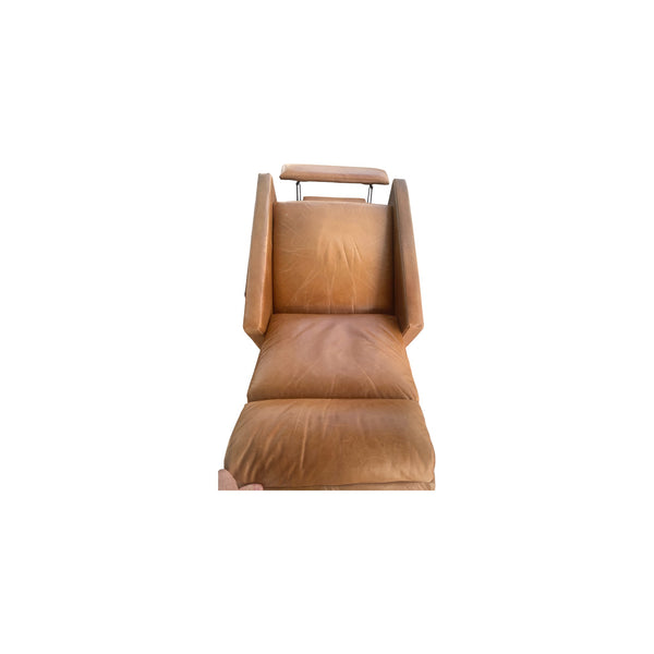 West Elm Spencer Wood-framed Leather recliner MCM style