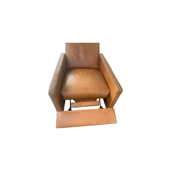 West Elm Spencer Wood-framed Leather recliner MCM style