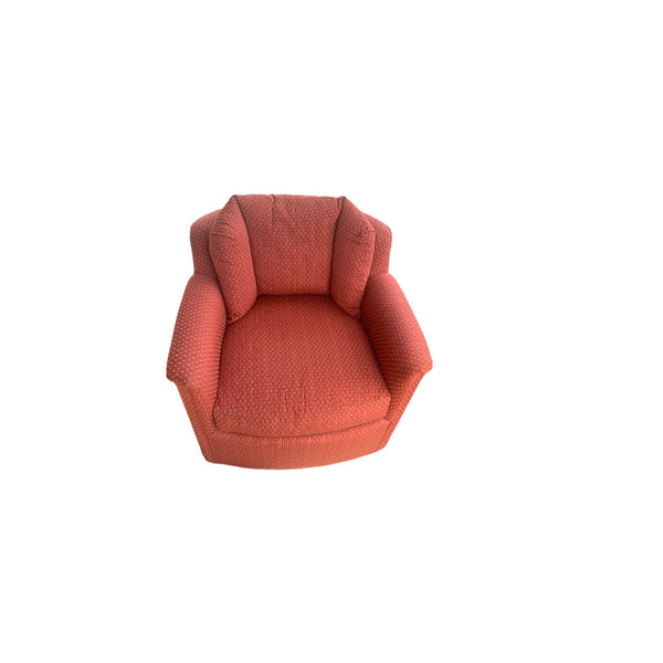 Milo Baughman Style Red swivel tilted chairs with channel back by Robb & Stucky a pair