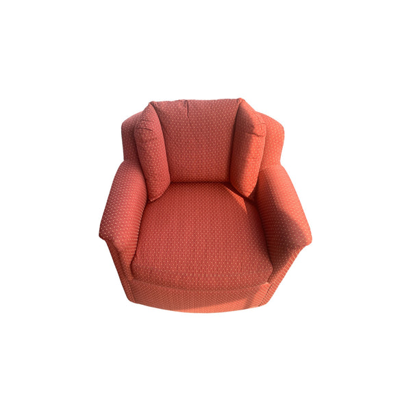 Milo Baughman Style Red swivel tilted chairs with channel back by Robb & Stucky a pair