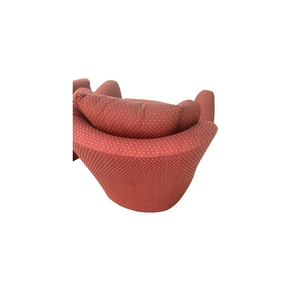 Milo Baughman Style Red swivel tilted chairs with channel back by Robb & Stucky a pair
