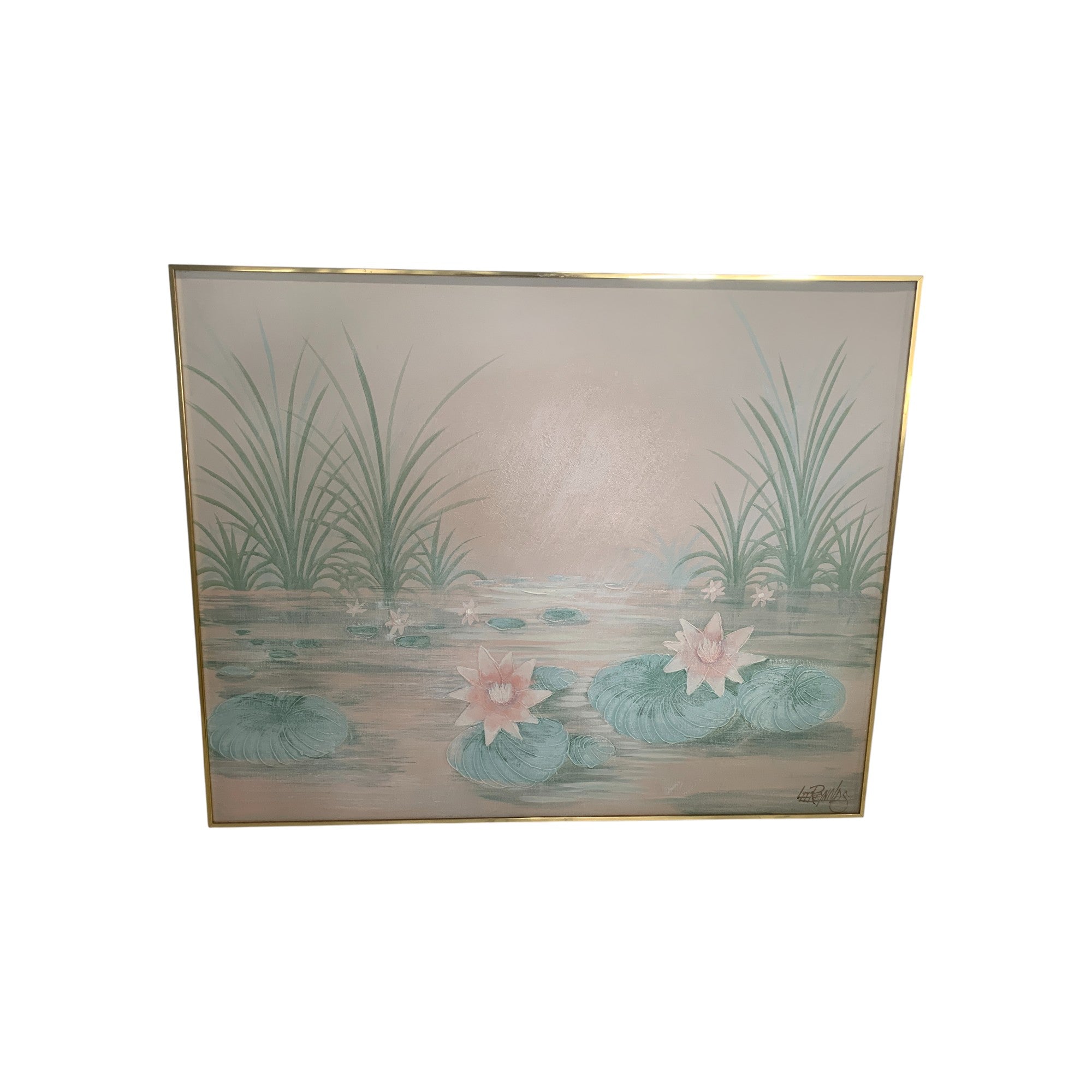 Lee Reynolds Signed Original Canvas Painting  Lilies in water 5'x 4'