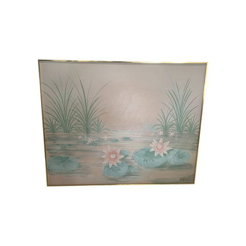 Lee Reynolds Signed Original Canvas Painting  Lilies in water 5'x 4'