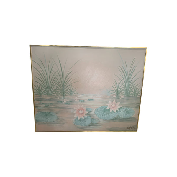 Lee Reynolds Signed Original Canvas Painting  Lilies in water 5'x 4'