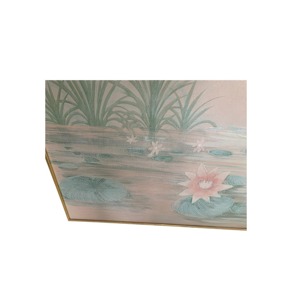 Lee Reynolds Signed Original Canvas Painting  Lilies in water 5'x 4'