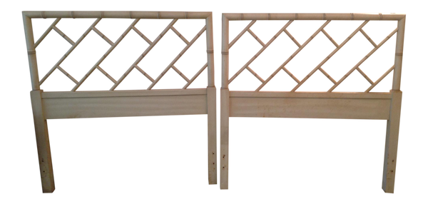 Henry link faux bamboo Chippendale twin headboards white Gloss