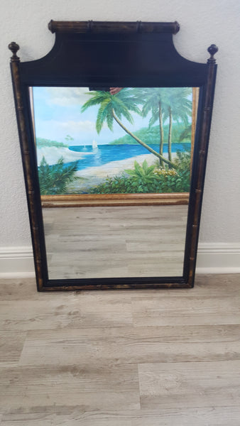 Henry Link Faux Bamboo Black and burnt bamboo mirror 27"x41"