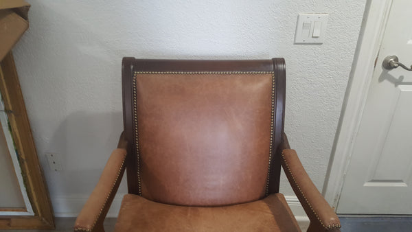 Pair of Victorian style leather armchairs