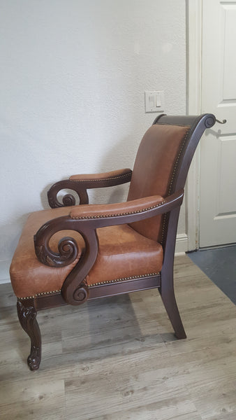 Pair of Victorian style leather armchairs