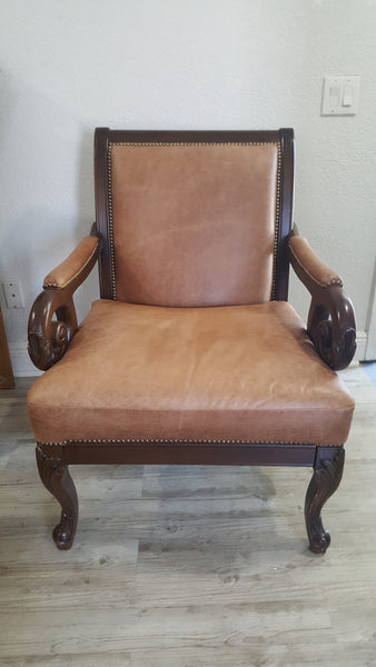 Pair of Victorian style leather armchairs