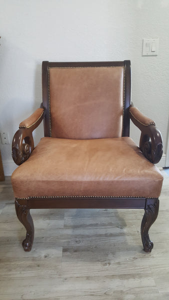 Pair of Victorian style leather armchairs