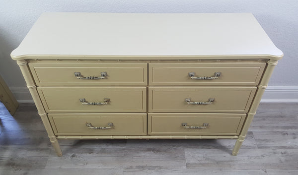 Faux Bamboo Dresser Hollywood Regency Beach 6 drawers Henry Link Bali Hai Style