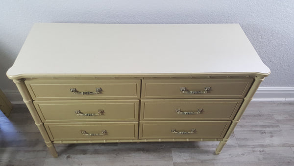 Faux Bamboo Dresser Hollywood Regency Beach 6 drawers Henry Link Bali Hai Style