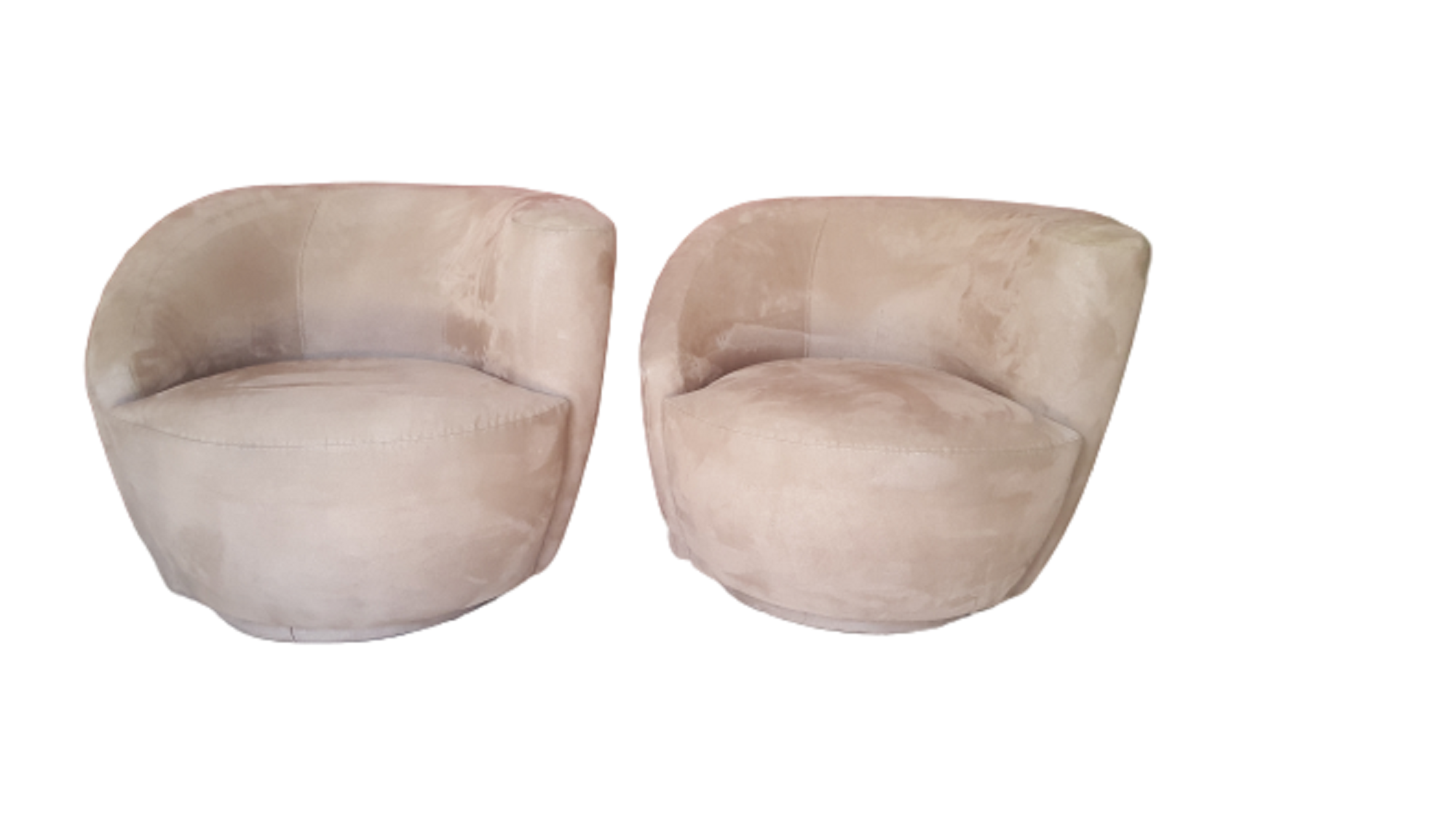 Nautilus Corkscrew Swivel Lounge Chairs In Style Of Vladimir Kagan Directional