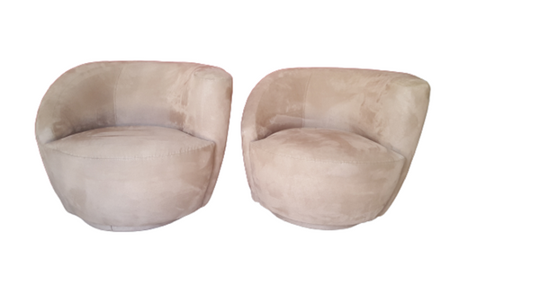 Nautilus Corkscrew Swivel Lounge Chairs In Style Of Vladimir Kagan Directional