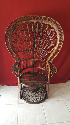 Vintage Emmanuelle Style Wicker Fan Back Peacock Chair Wicker Chair