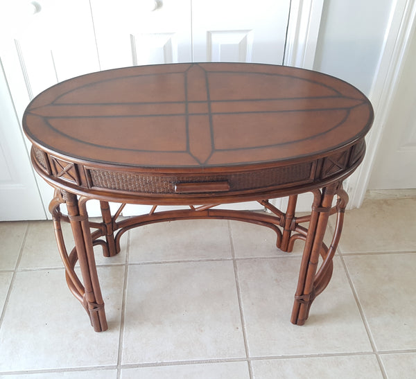 Bombay bamboo Ice Crackled Rattan Desk With Chair