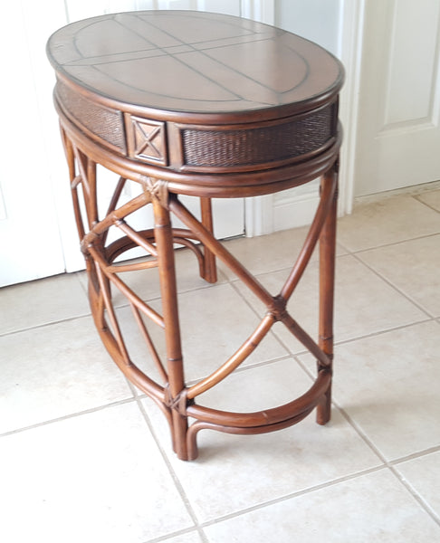 Bombay bamboo Ice Crackled Rattan Desk With Chair