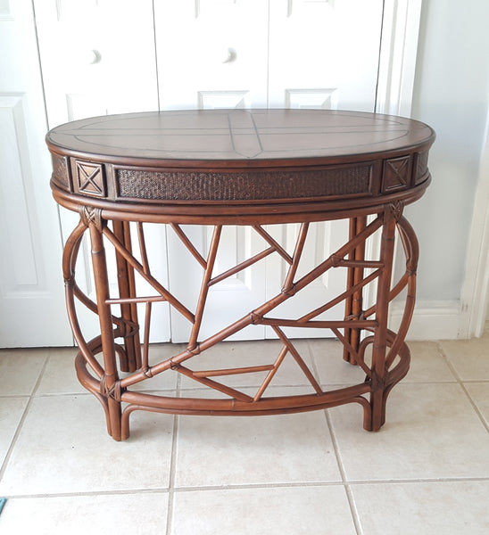 Bombay bamboo Ice Crackled Rattan Desk With Chair