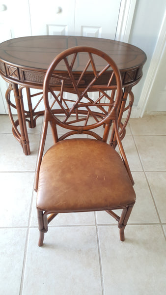 Bombay bamboo Ice Crackled Rattan Desk With Chair