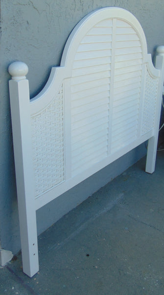 Wooden Cottage Style White Queen Size Headboard Coastal