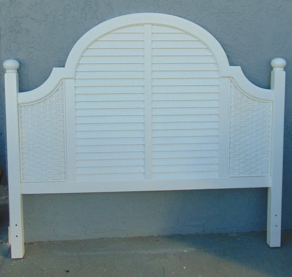 Wooden Cottage Style White Queen Size Headboard Coastal