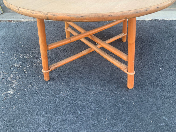 Round Fick's Reed Style wooden bamboo coffee table