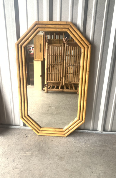 Faux Bamboo Octagonal Wall Mirror