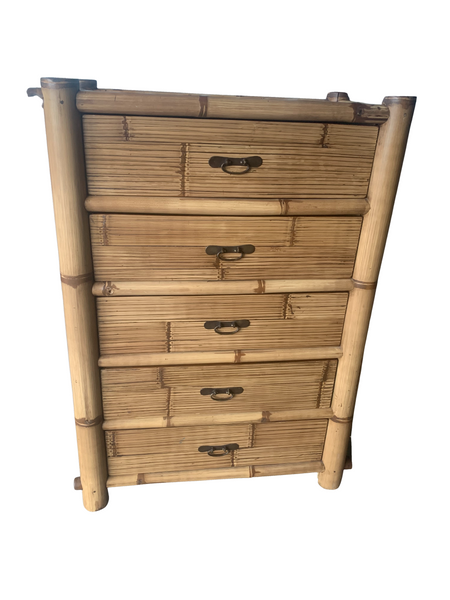 Vintage Real Bamboo and Rattan Chest of drawers