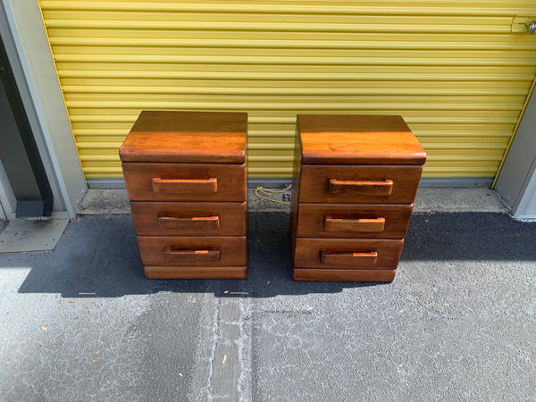 Russel Wright for Conant Ball Maple 3 drawers nightstands a pair