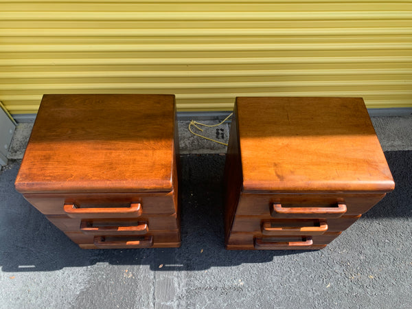 Russel Wright for Conant Ball Maple 3 drawers nightstands a pair