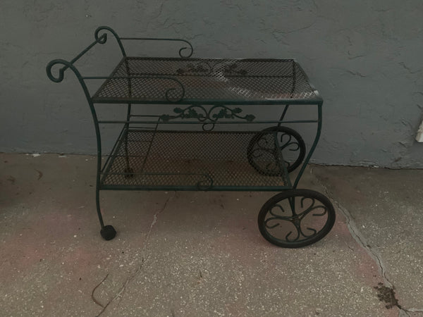 Vintage Woodard Wrought Iron Bar Cart