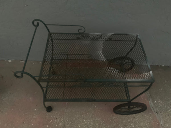 Vintage Woodard Wrought Iron Bar Cart