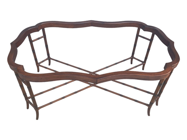 Beautiful Maitland Smith Rattan & Faux Bamboo Leather Wrapped Tray Coffee Table