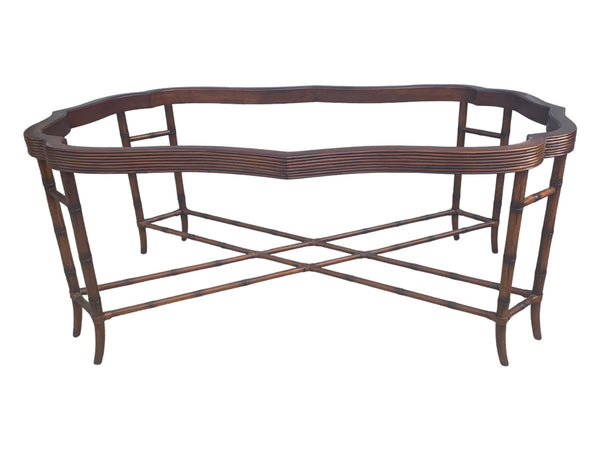 Beautiful Maitland Smith Rattan & Faux Bamboo Leather Wrapped Tray Coffee Table