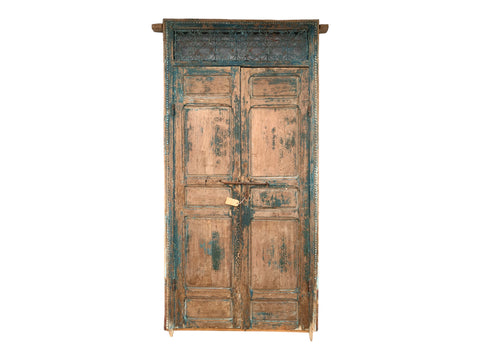 Real Old Wood and Wrought iron grate double door Moroccan Style Mid 19 Century