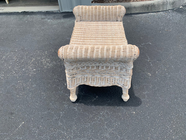 Wicker and wood Vanity desk stool Scrolled Arms