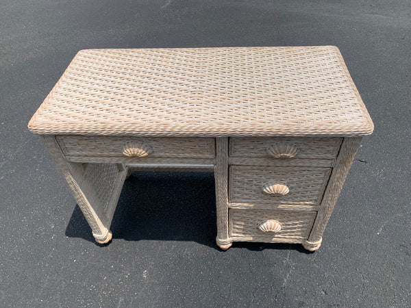 Wicker and wood White washed Desk and Chair