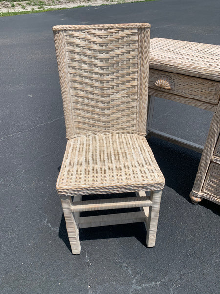 Wicker and wood White washed Desk and Chair