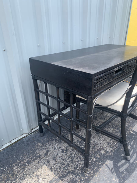 Black Washed Bamboo desk and chair with metal accents