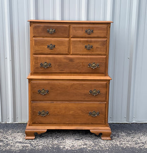 Ethan Allen Chippendale Style Maple High boy Chest of drawers