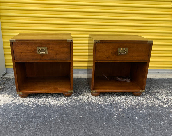 Henredon "Regiment" Campaign Style One drawer Nightstands a pair