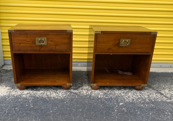 Henredon "Regiment" Campaign Style One drawer Nightstands a pair