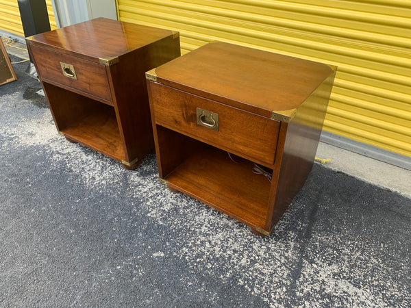 Henredon "Regiment" Campaign Style One drawer Nightstands a pair