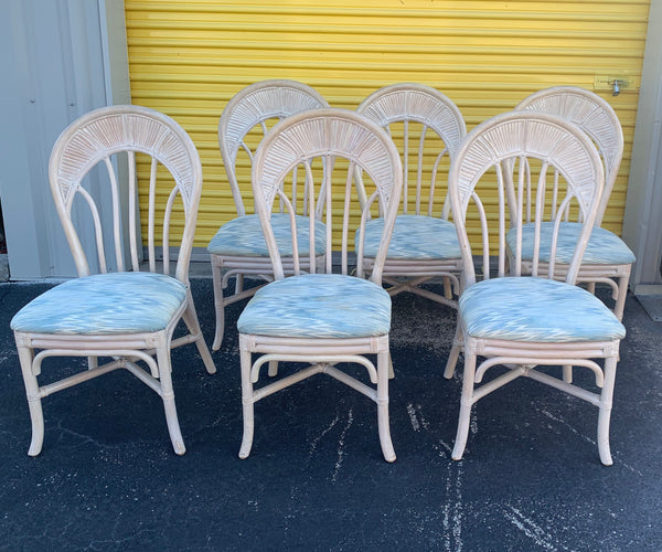 Vintage Split Bamboo Reed Dining chairs in Gabriella Crespi Style set of 6